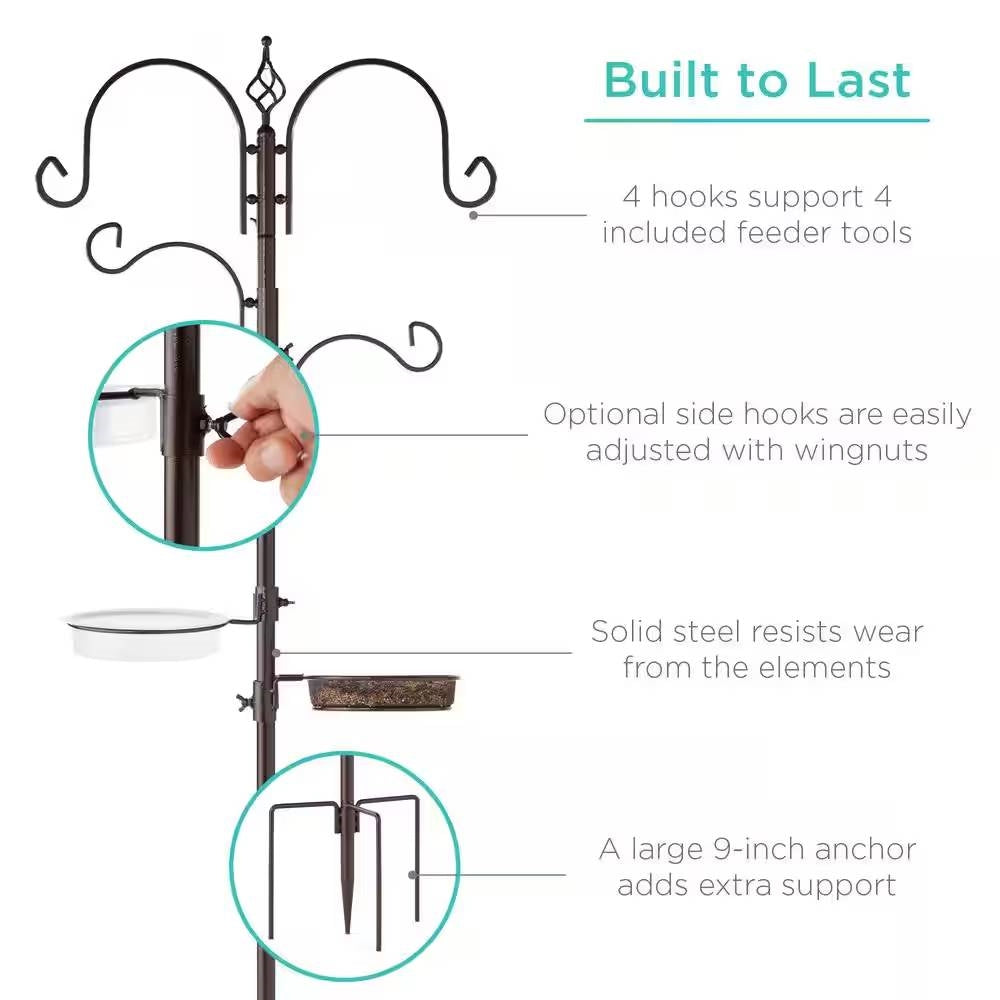 Complete Bird Feeder Set with Bronze Metal Stand Suet Water Bowl Tube and Tray - Tampa Home & Garden Store