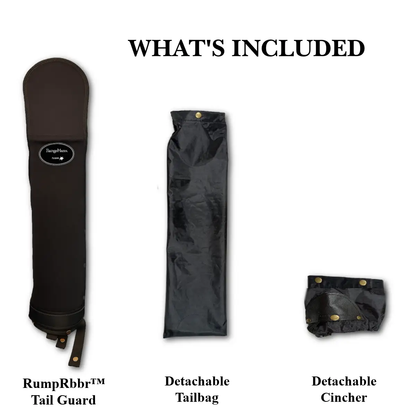 RumpRbbr Tail Guard in brown with detachable black tailbag and cincher by The Tail Cinch on Tampa Home & Garden Store