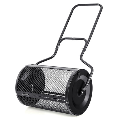 Esparcidor de turba de 24" con pestillos laterales mejorados y mango en forma de U - Negro