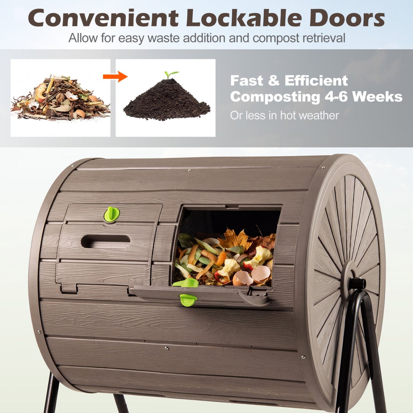 Compost Tumbler 37.5 Gallon Large Outdoor Compost Bin