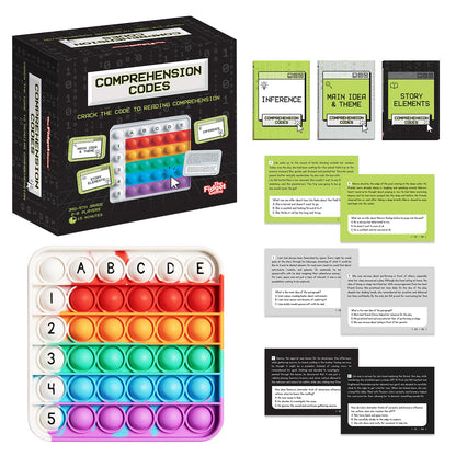 Comprehension Codes educational toy by The Fidget Games; colorful bubble grid and green cards on Tampa Home & Garden Store