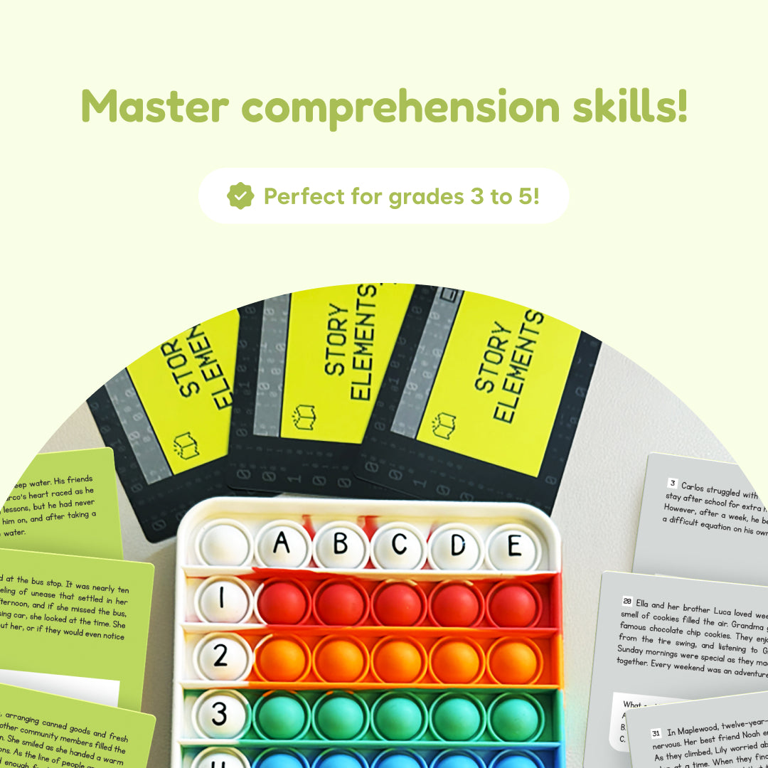 Comprehension Codes educational toy by The Fidget Games with abacus beads and story cards on Tampa Home & Garden Store