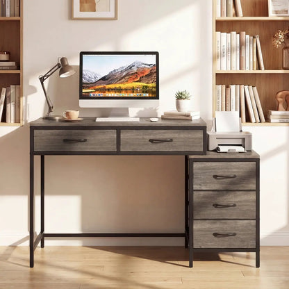 Computer Desk With 5 Drawers and Printer Stand