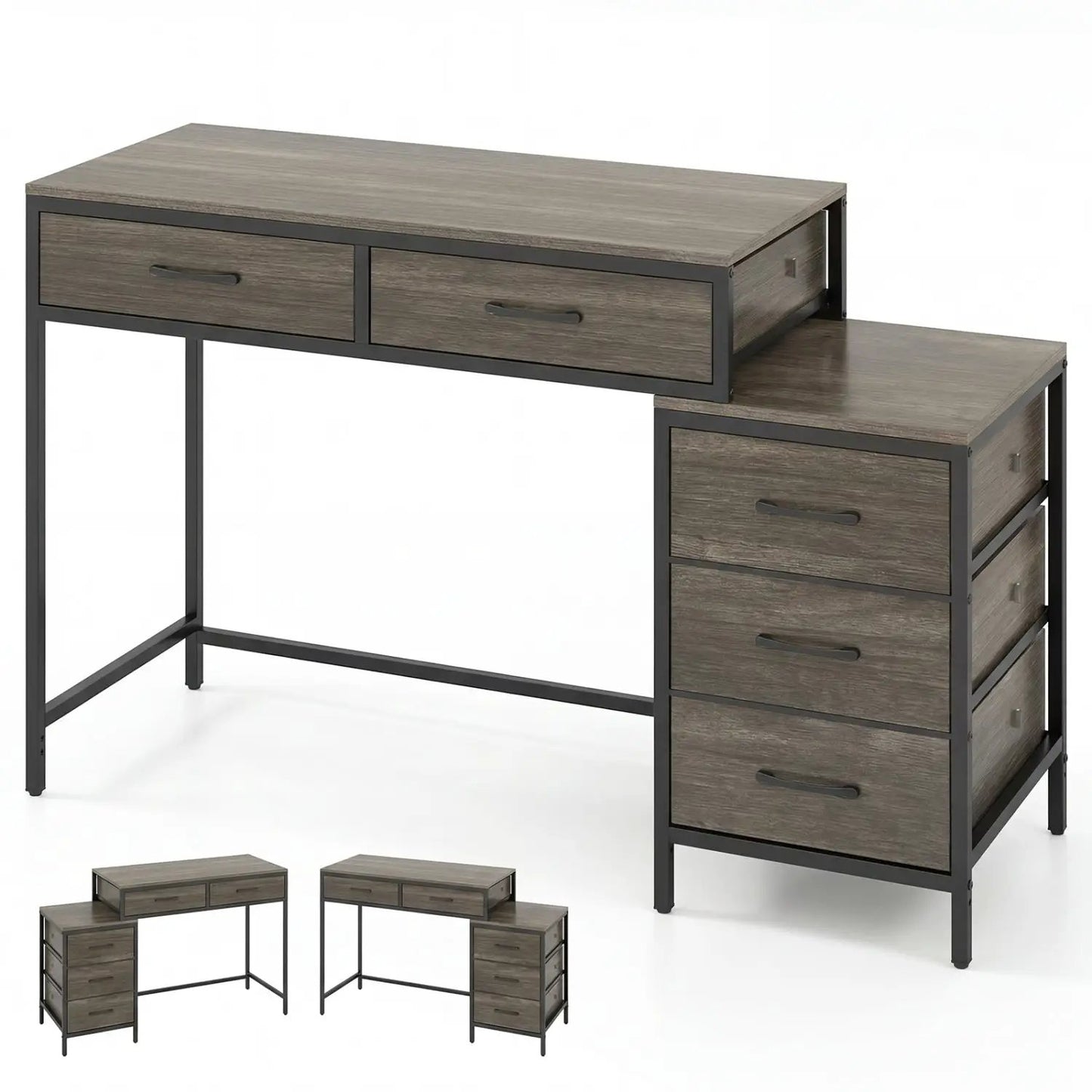 Computer Desk With 5 Drawers and Printer Stand