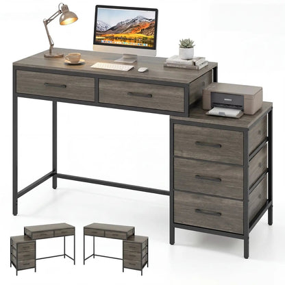 Computer Desk With 5 Drawers and Printer Stand