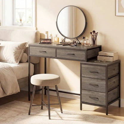 Computer Desk With 5 Drawers and Printer Stand