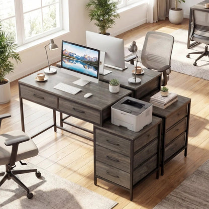 Computer Desk With 5 Drawers and Printer Stand