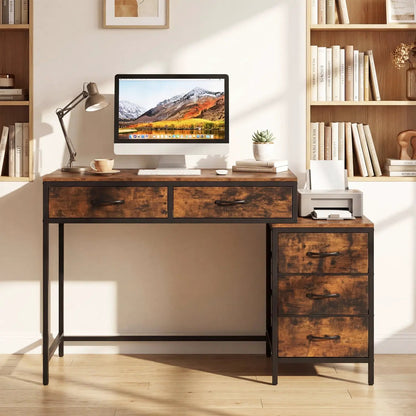 Computer Desk With 5 Drawers and Printer Stand