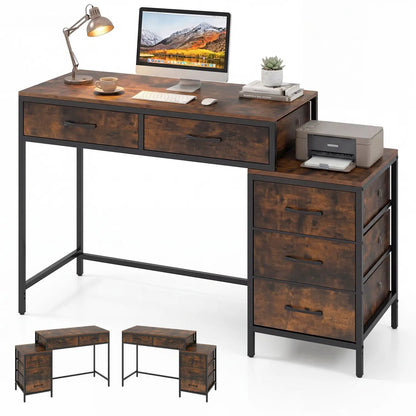 Computer Desk With 5 Drawers and Printer Stand