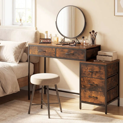 Computer Desk With 5 Drawers and Printer Stand