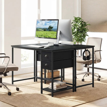 Computer Desk with Charging Station and 2 Drawers