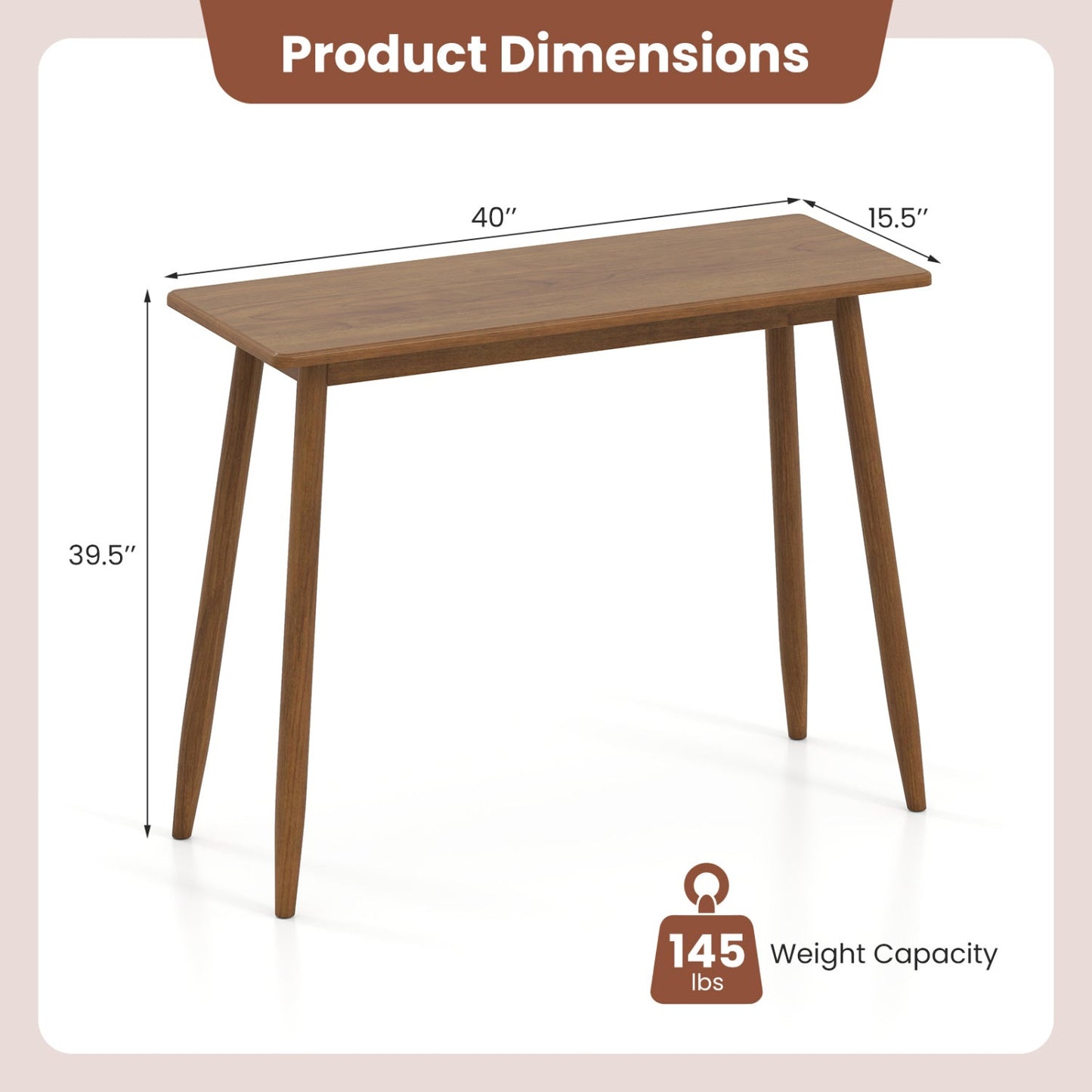 Writing Desk with rubber wood legs and a spacious 40in x 15.5in tabletop DirectDeals on Tampa Home & Garden Store