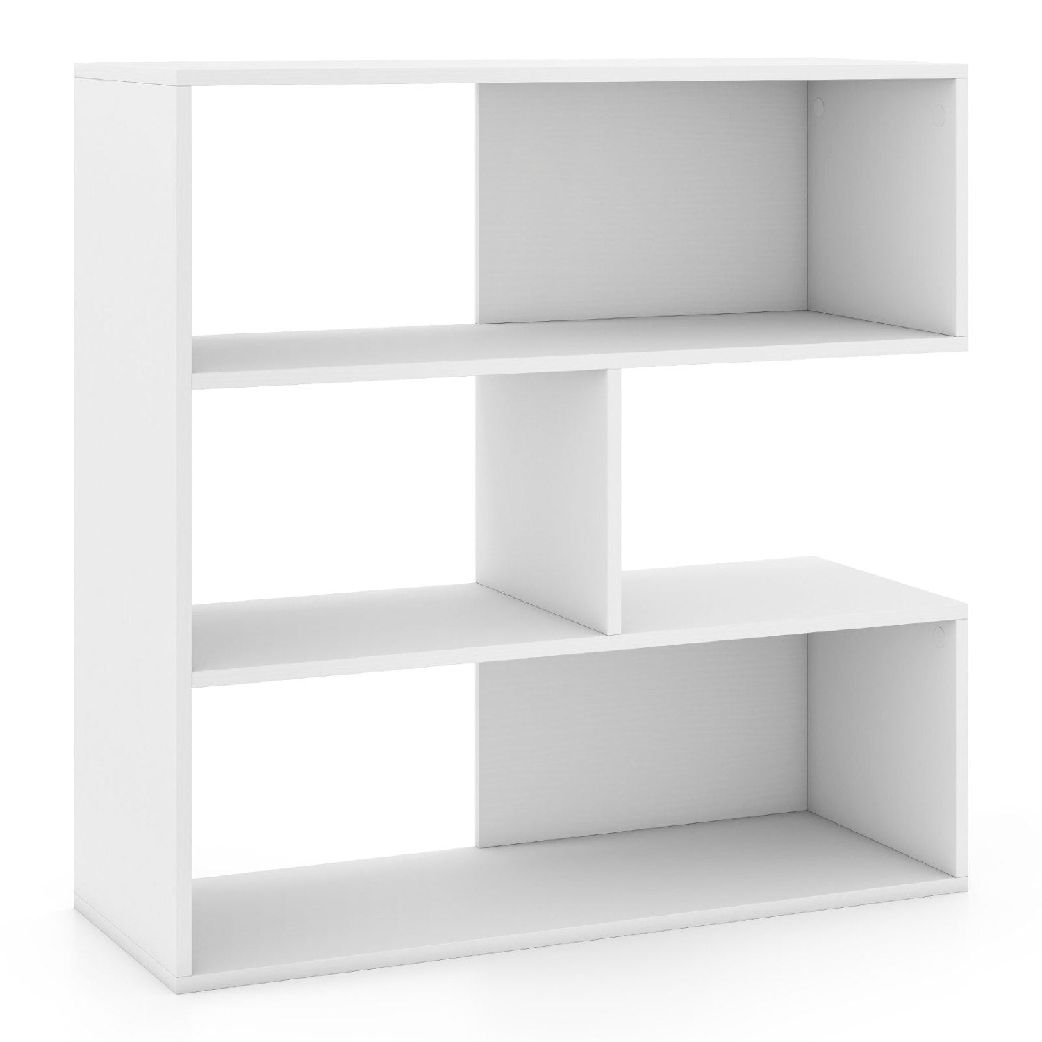 Concave Bookshelf by DirectDeals, white bookcase with 3 open shelves and anti-tip device on Tampa Home & Garden Store
