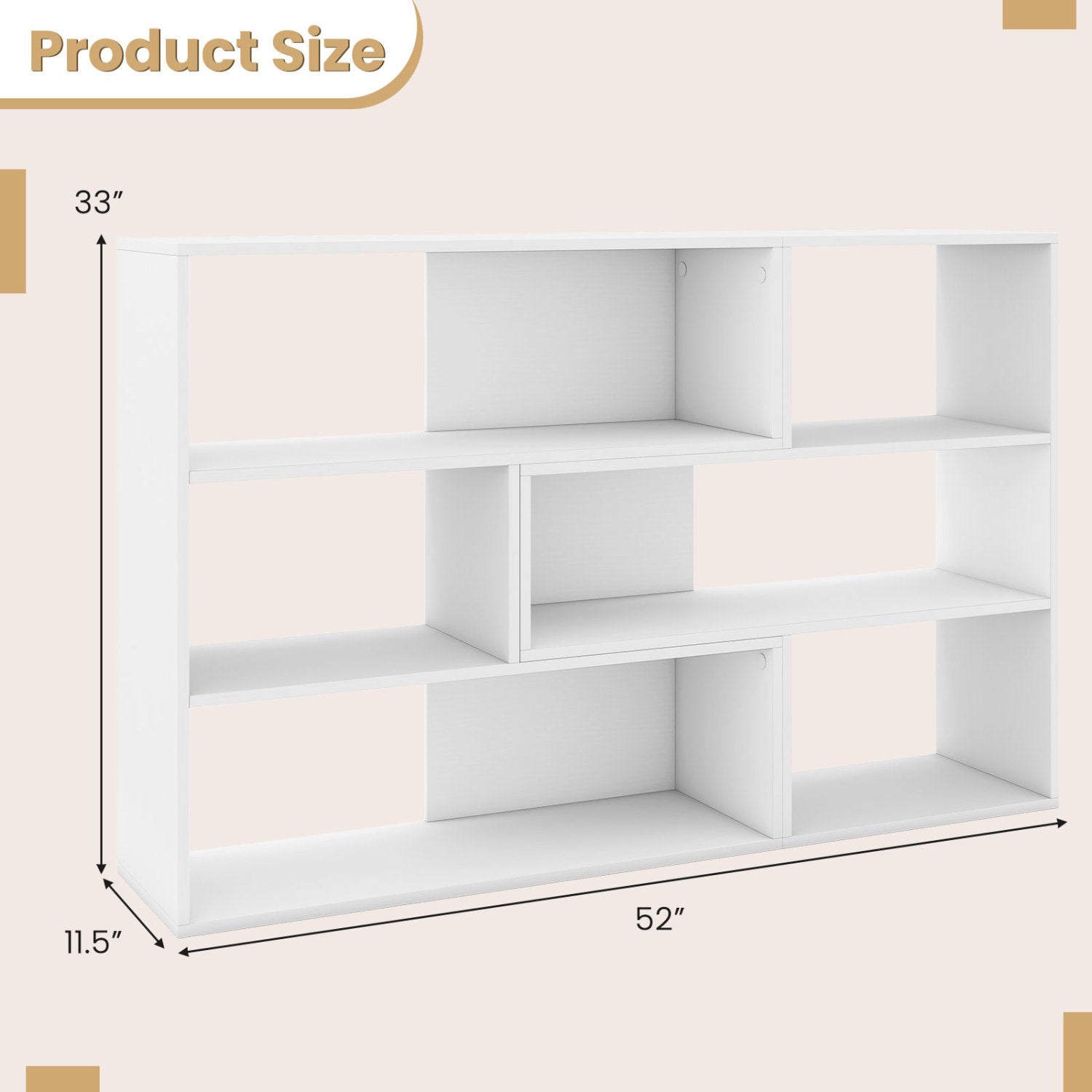 Geometric bookshelf set with 3 open shelves, white finish, anti-tip design by DirectDeals on Tampa Home & Garden Store