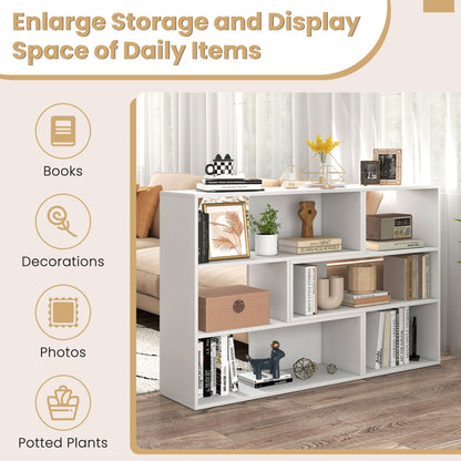 Geometric Bookshelf Set white bookcase with 3 open shelves and anti-tip by DirectDeals on Tampa Home & Garden Store