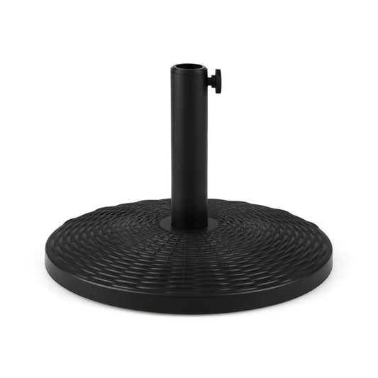 Concrete patio umbrella base with rattan pattern in black, DirectDeals lawn base on Tampa Home & Garden Store