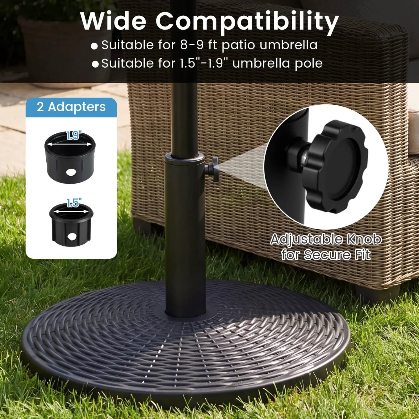 Concrete Patio Umbrella Base with Rattan Pattern