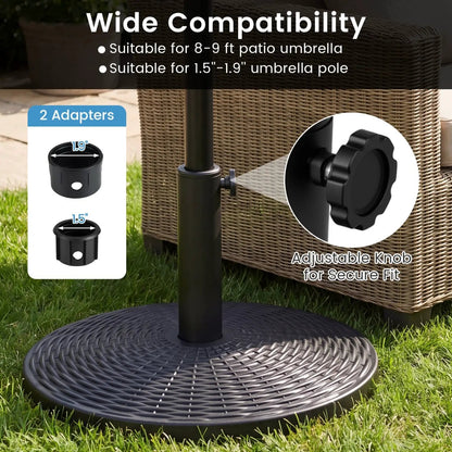 Concrete Patio Umbrella Base with Rattan Pattern