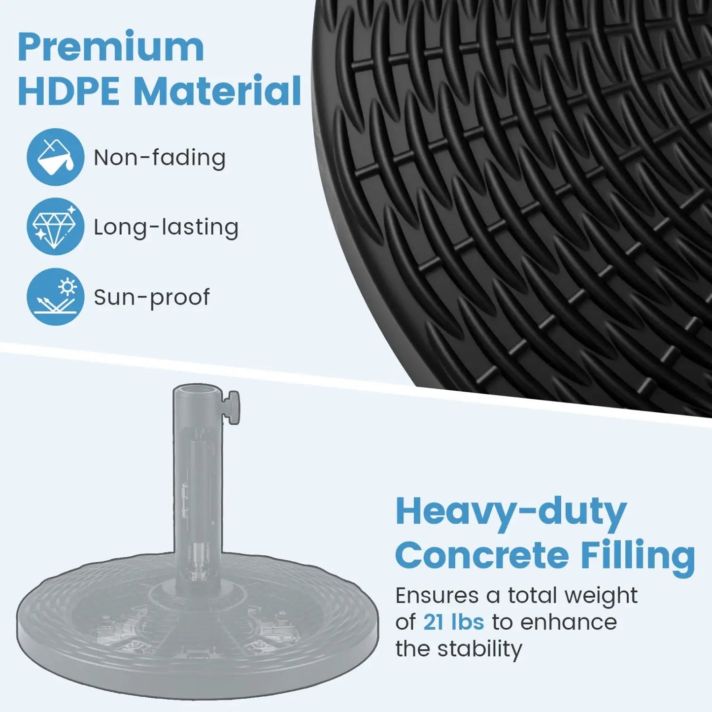 Concrete Patio Umbrella Base with Rattan Pattern