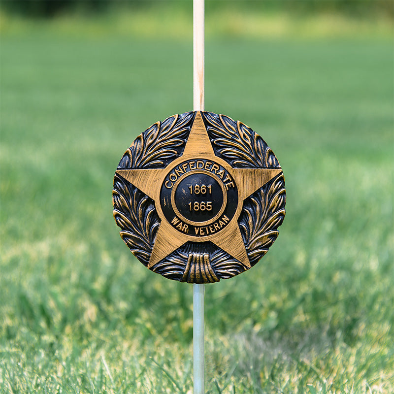 Confederate War Veteran Grave Marker & Flag Holder with Aluminum Ground Spike | Made in USA - Tampa Home & Garden Store