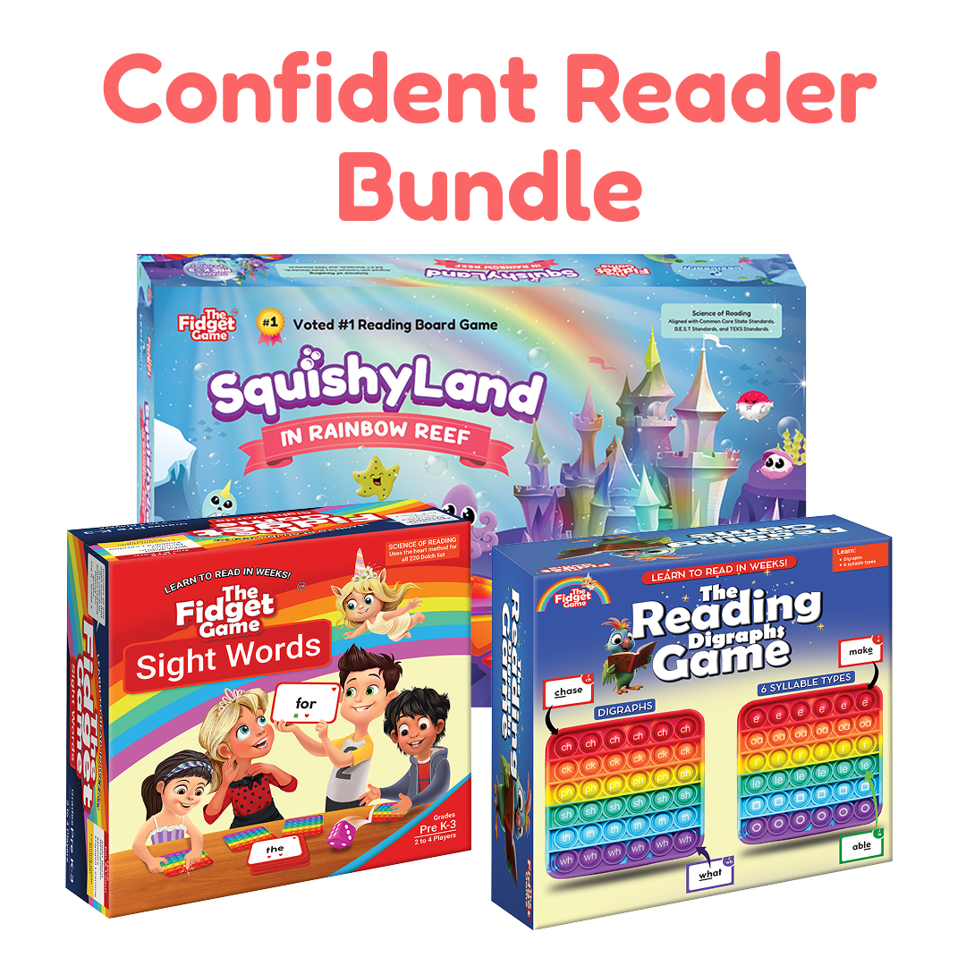 Confident Reader Bundle 3-pack board games by The Fidget Games: SquishyLand Digraphs Sight Words on Tampa Home & Garden Store