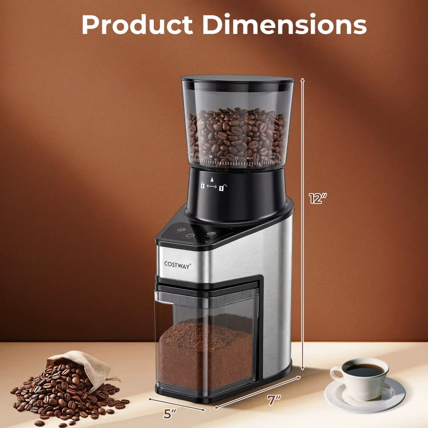 Conical Burr Coffee Grinder with 60 Settings