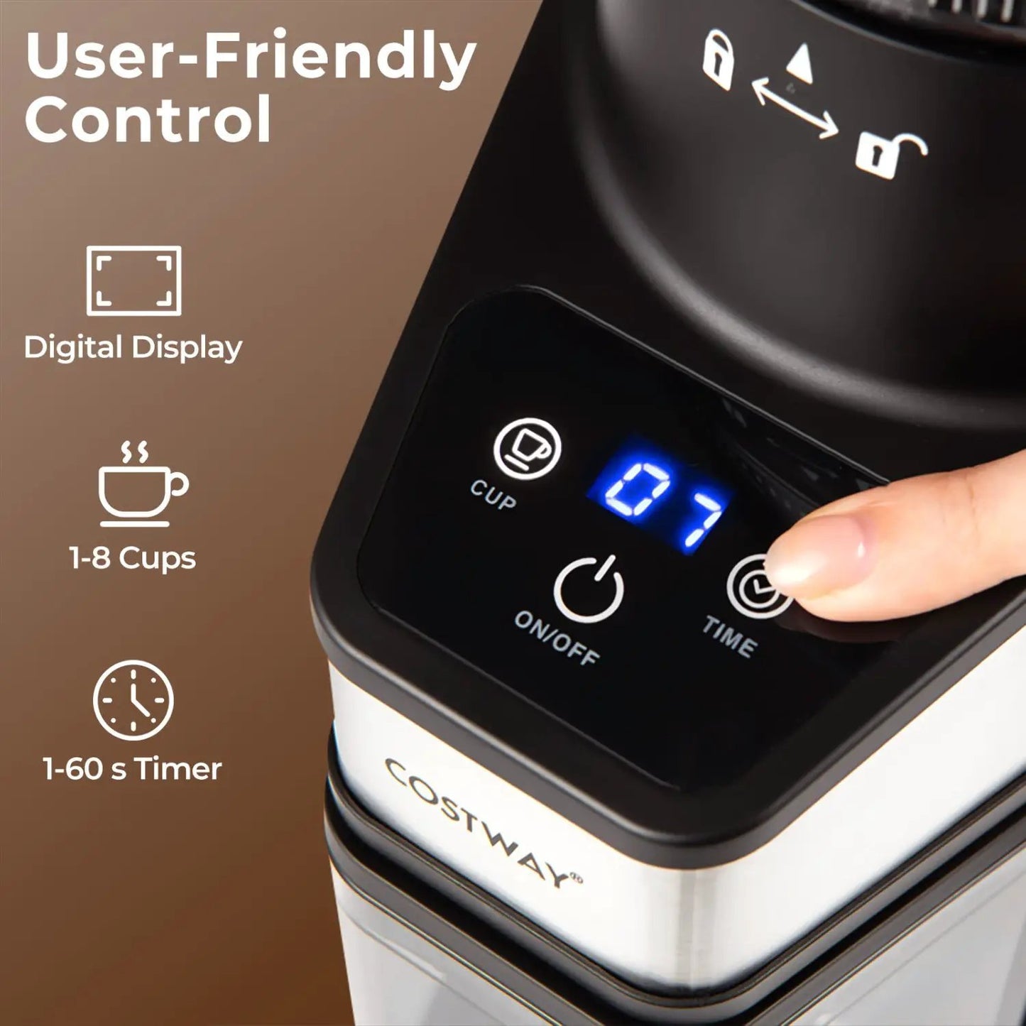 Conical Burr Coffee Grinder with 60 Settings