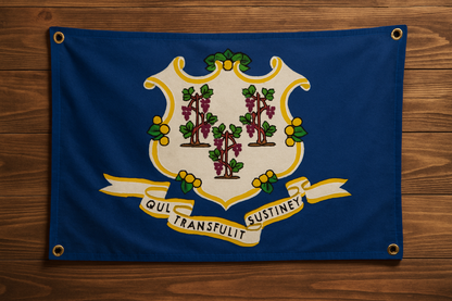 Connecticut Flag with Grommets Along the Edges for Wall Hanging - Tampa Home & Garden Store