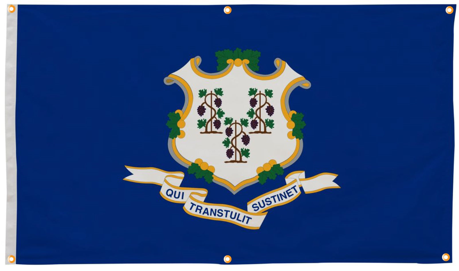 Connecticut Flag with Grommets Along the Edges for Wall Hanging - Tampa Home & Garden Store