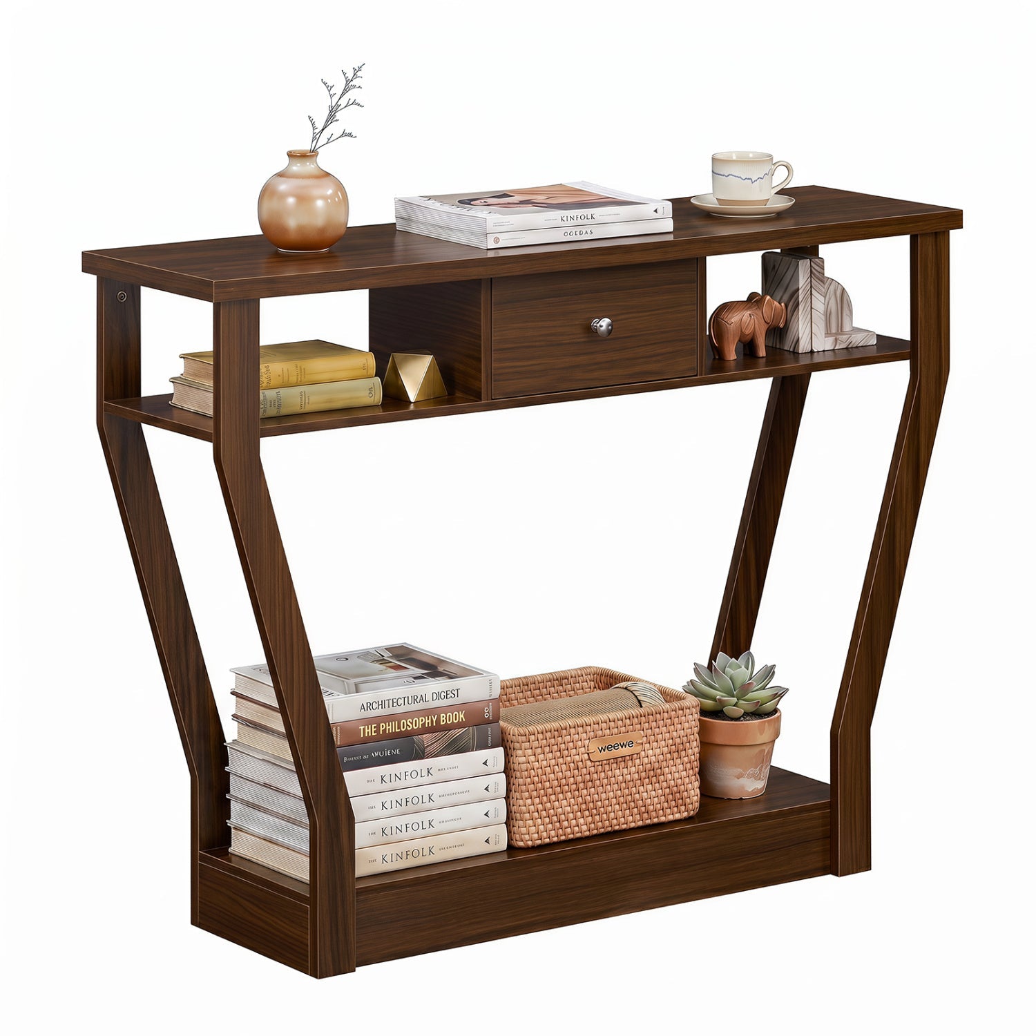 Console table with storage drawer and shelf, 47-inch, dark walnut, DirectDeals on Tampa Home & Garden Store