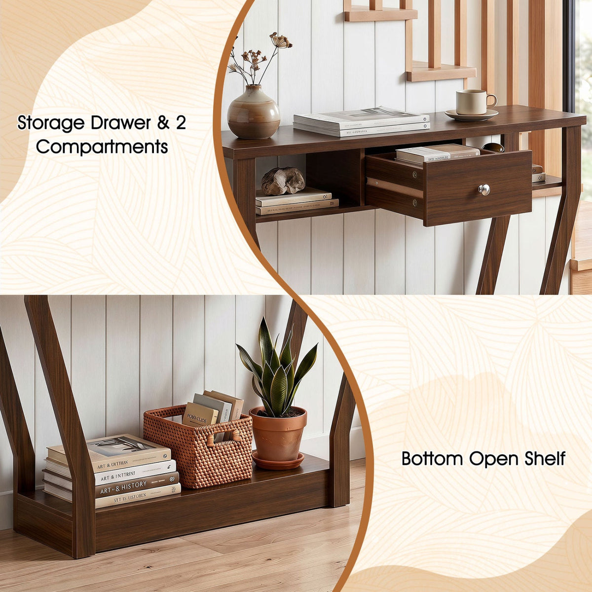 Console Table with storage drawer and open shelf, 47-Inch, dark walnut wood DirectDeals on Tampa Home & Garden Store