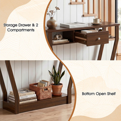 Console Table with storage drawer and open shelf, 47-Inch, dark walnut wood DirectDeals on Tampa Home & Garden Store