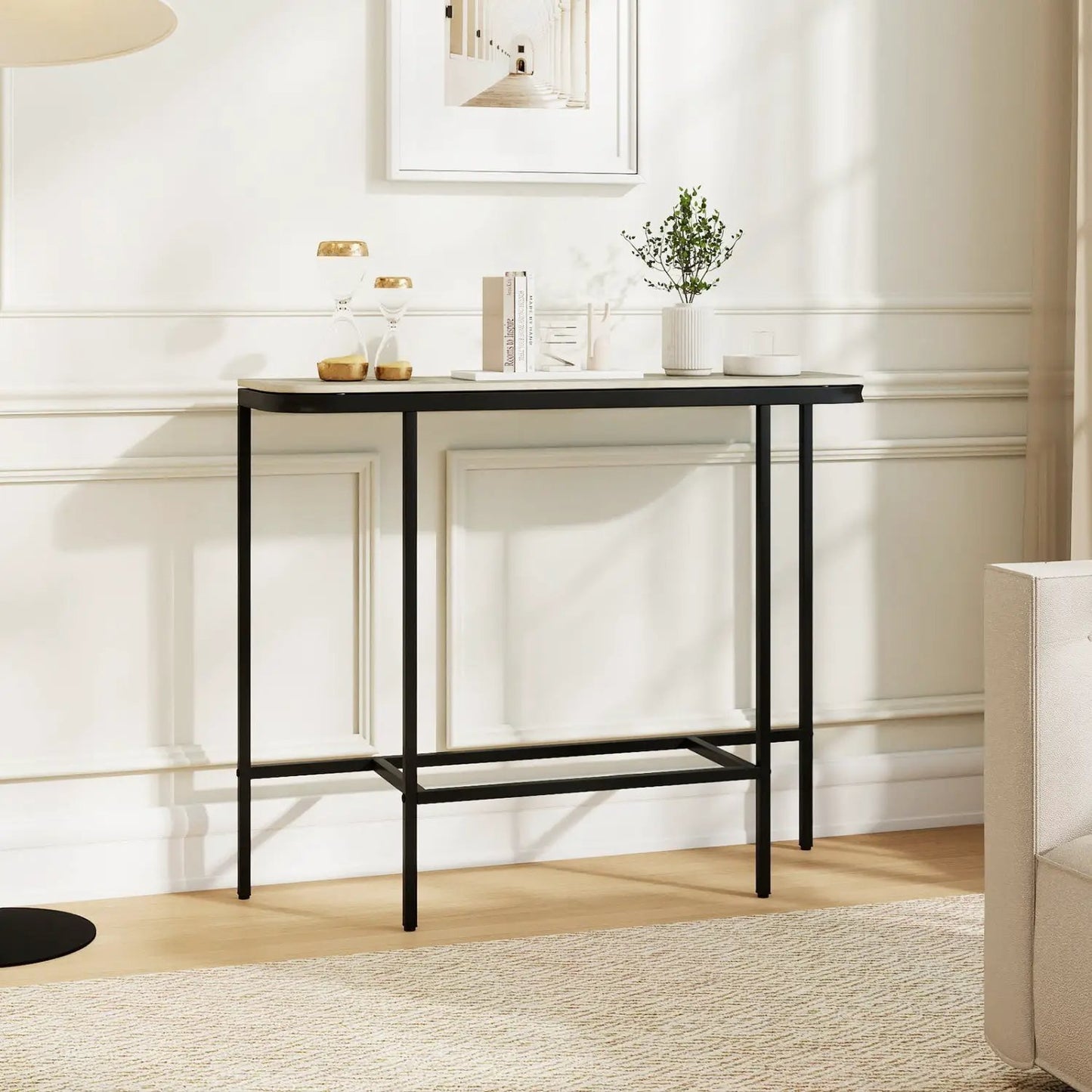 Console Table 44-Inch Entryway with Marble Top