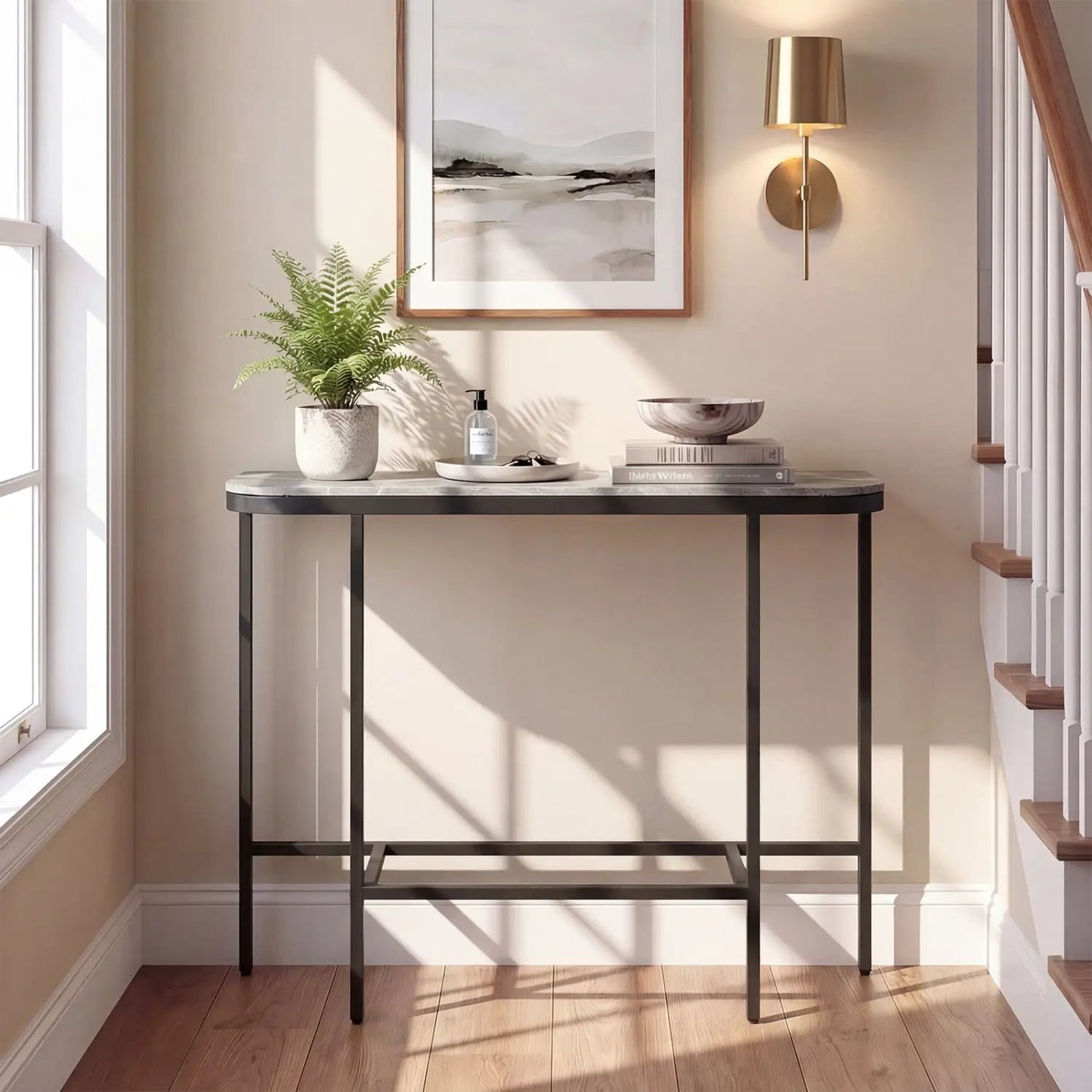 Console Table 44-Inch Entryway with Marble Top