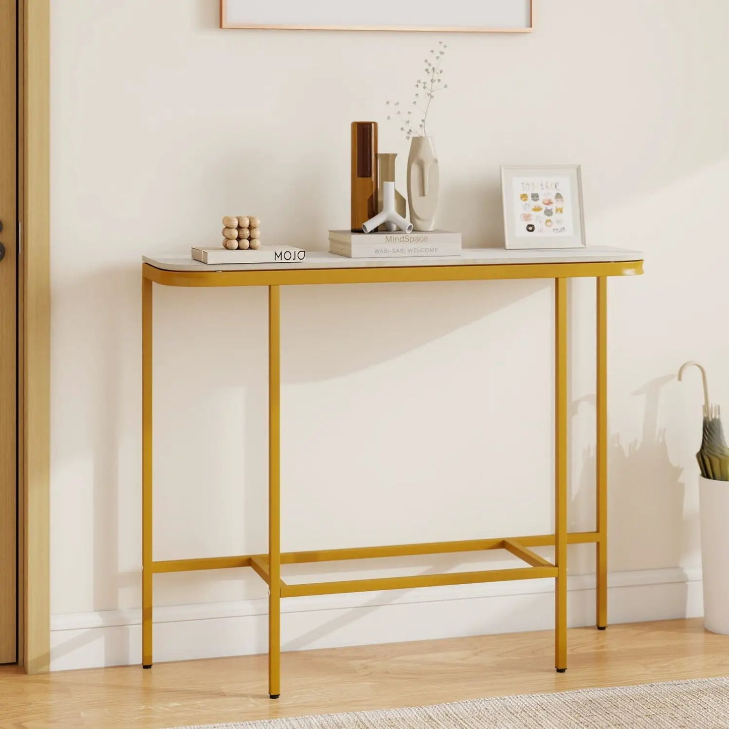 Console Table 44-Inch Entryway with Marble Top