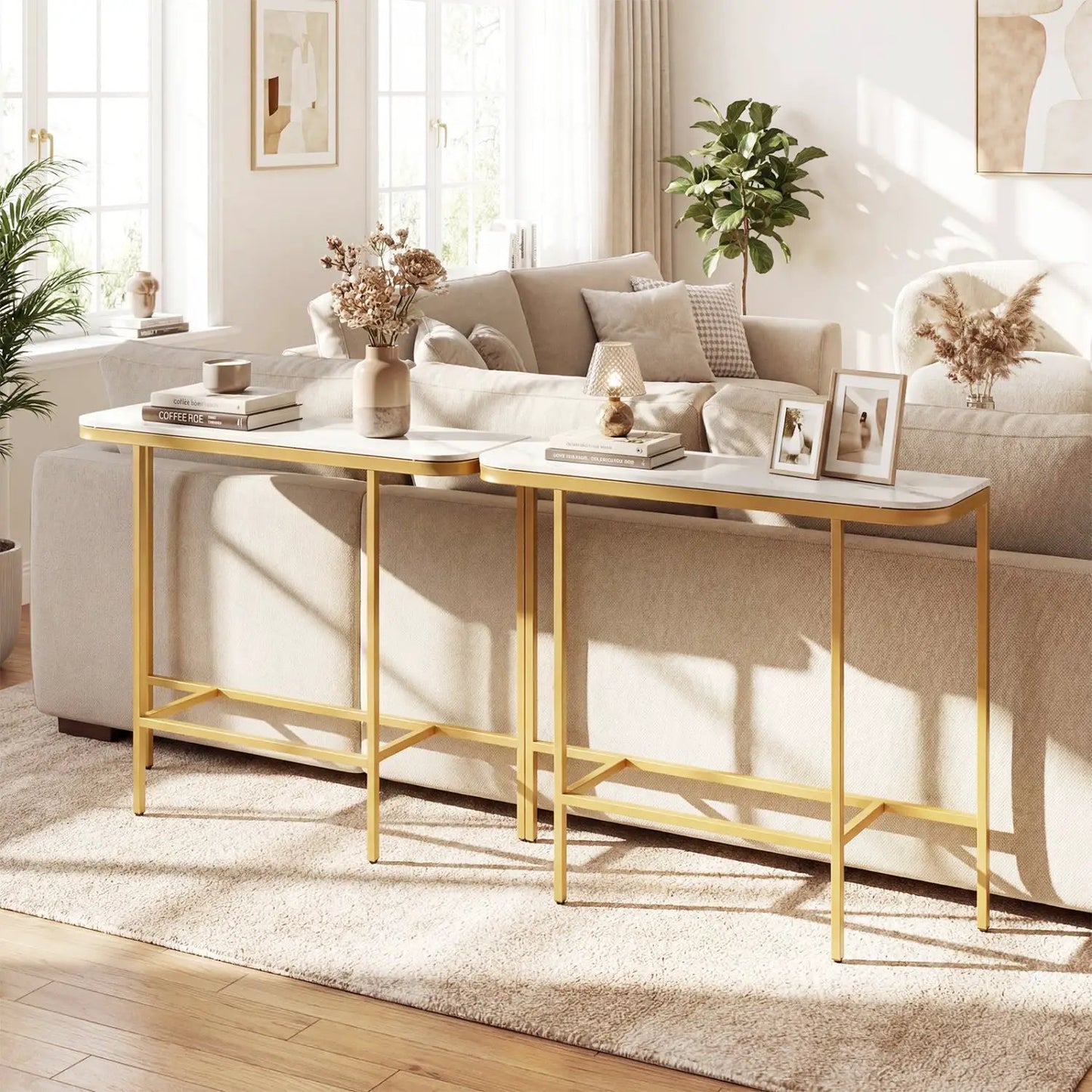 Console Table 44-Inch Entryway with Marble Top
