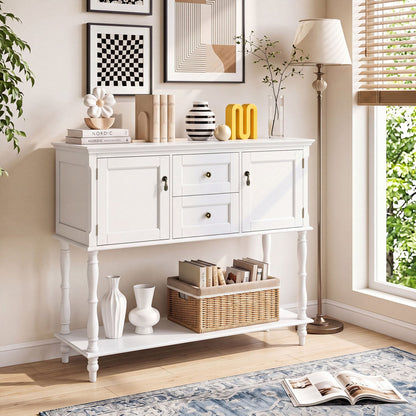Console table with 2 drawers and side storage cabinets, white finish, DirectDeals on Tampa Home & Garden Store