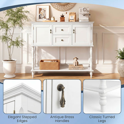 Console Table with 2 drawers and cabinets by DirectDeals in white with brass handles on Tampa Home & Garden Store