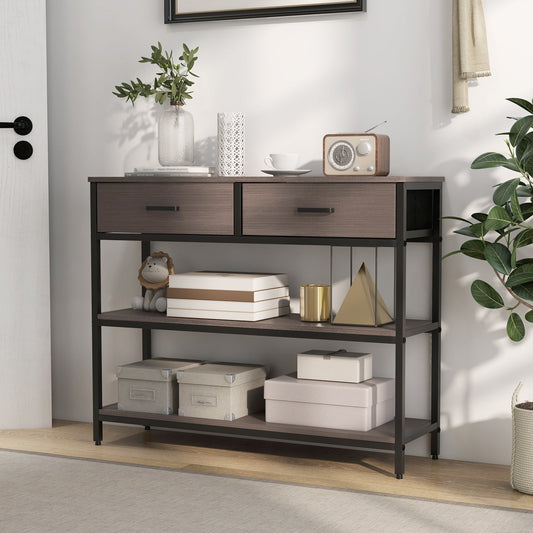 Mesa Consola con Cajones de Tela Plegables para Entrada-Gris