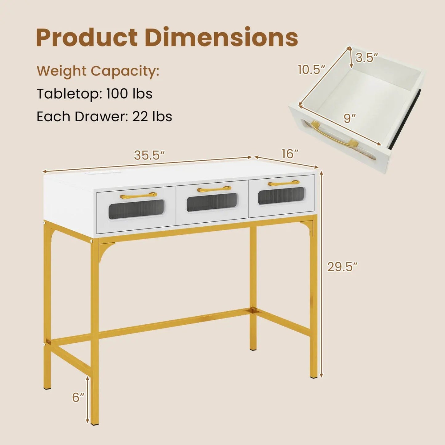 Console Table With LED Lighting and Charging