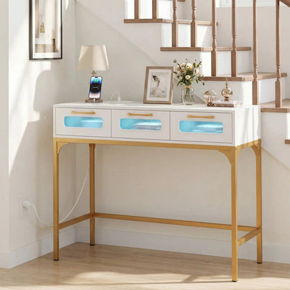 Console Table With LED Lighting and Charging