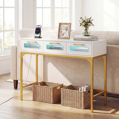 Console Table With LED Lighting and Charging