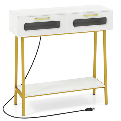 Console Table with LED Lights and Open Shelf