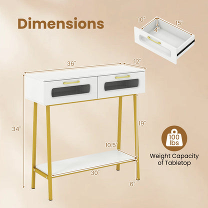 Console Table with LED Lights and Open Shelf