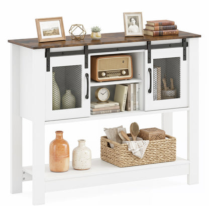 Console Table Sliding Barn Doors and Cabinets