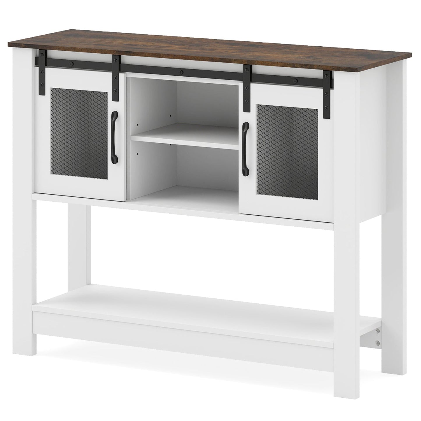 Console Table Sliding Barn Doors and Cabinets