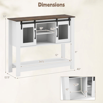 Console Table Sliding Barn Doors and Cabinets