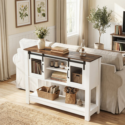 Console Table Sliding Barn Doors and Cabinets