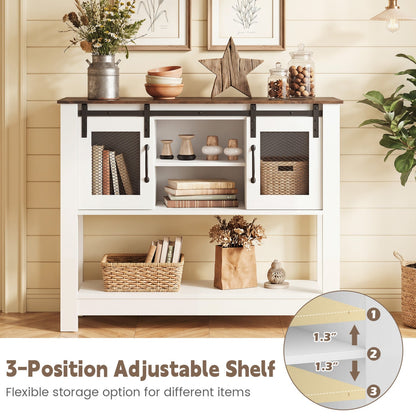 Console Table Sliding Barn Doors and Cabinets