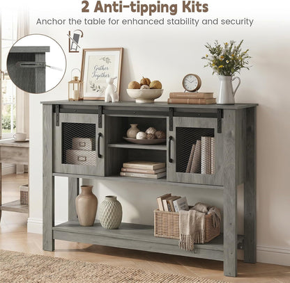 Console Table With Sliding Barn Doors and Storage
